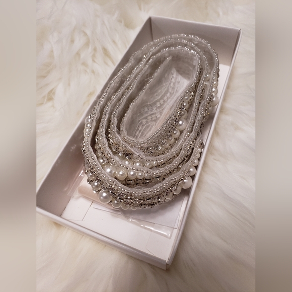 Rhinestone Pearl Bridal Belt - Picture 2 of 8